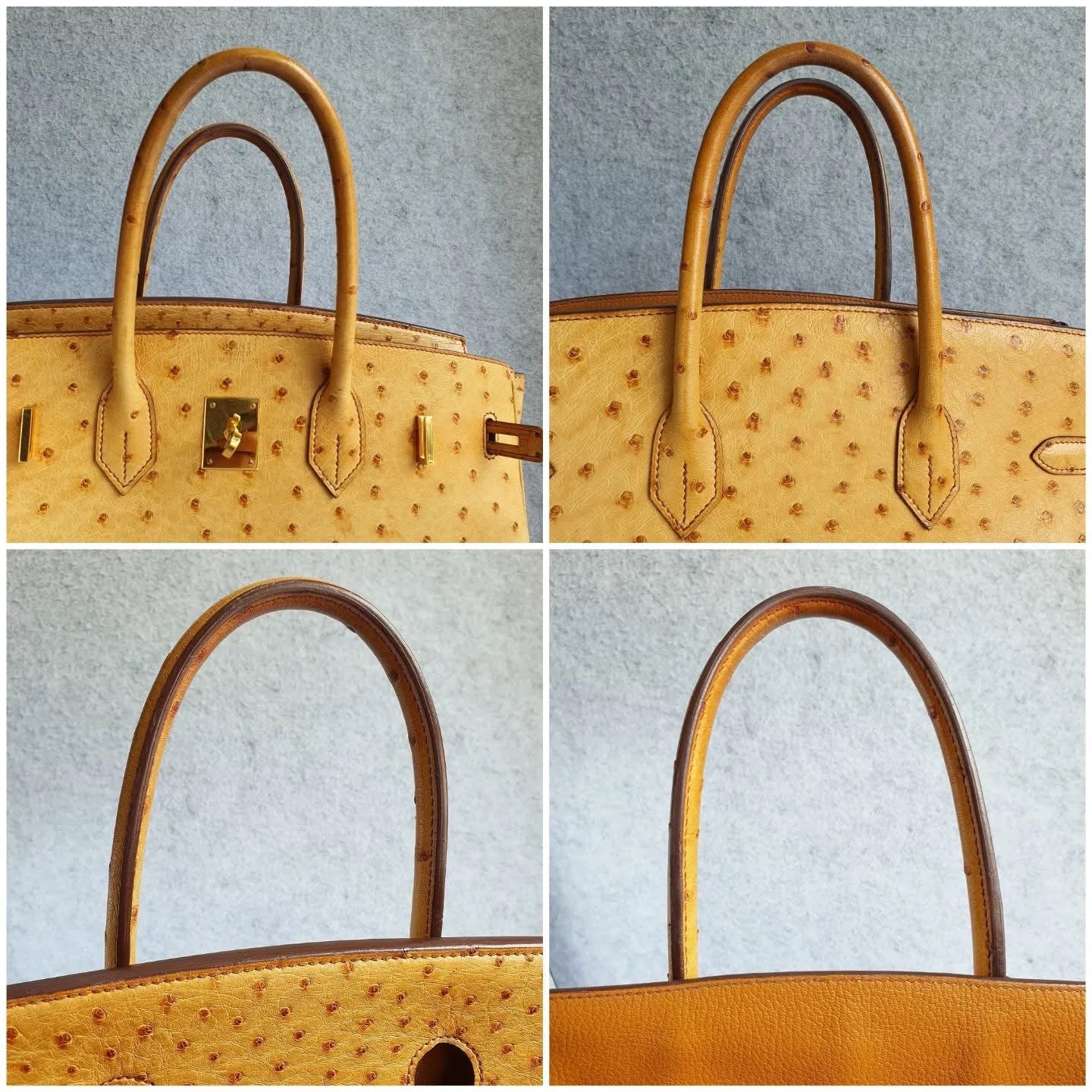 HERMES Brown Ostrich Skin Birkin 35