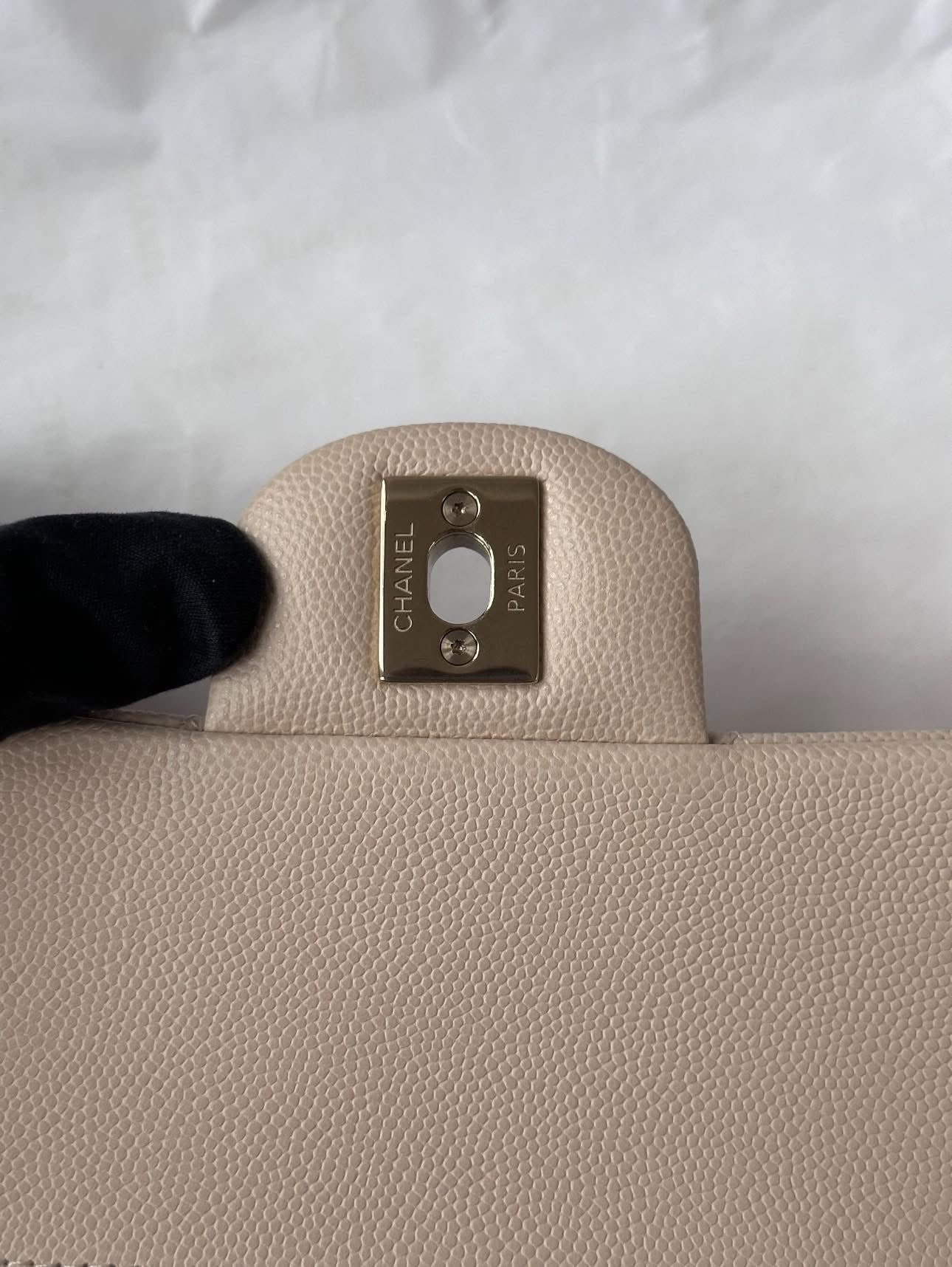CHANEL Light Beige Medium Classic Flap